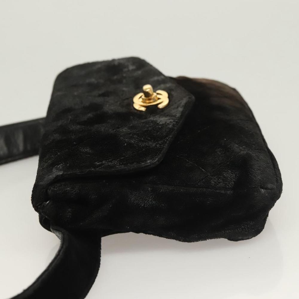 CHANEL Matelasse Waist Bag Velor Black Gold CC Auth bs27796 - Picture 5 of 16